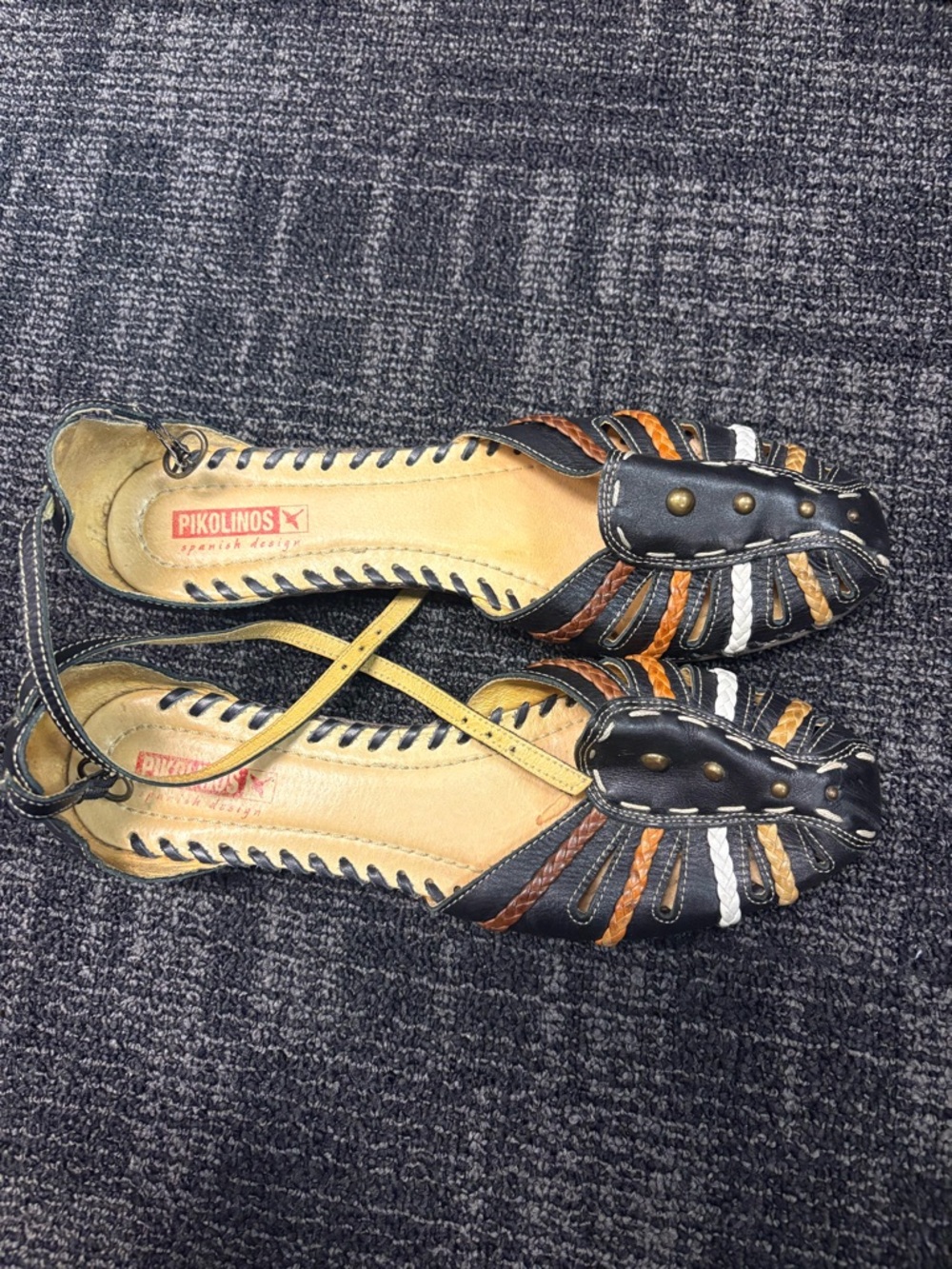 Pikinolinos Spain closed toe strappy findgernan sandals black brown sz 41 10